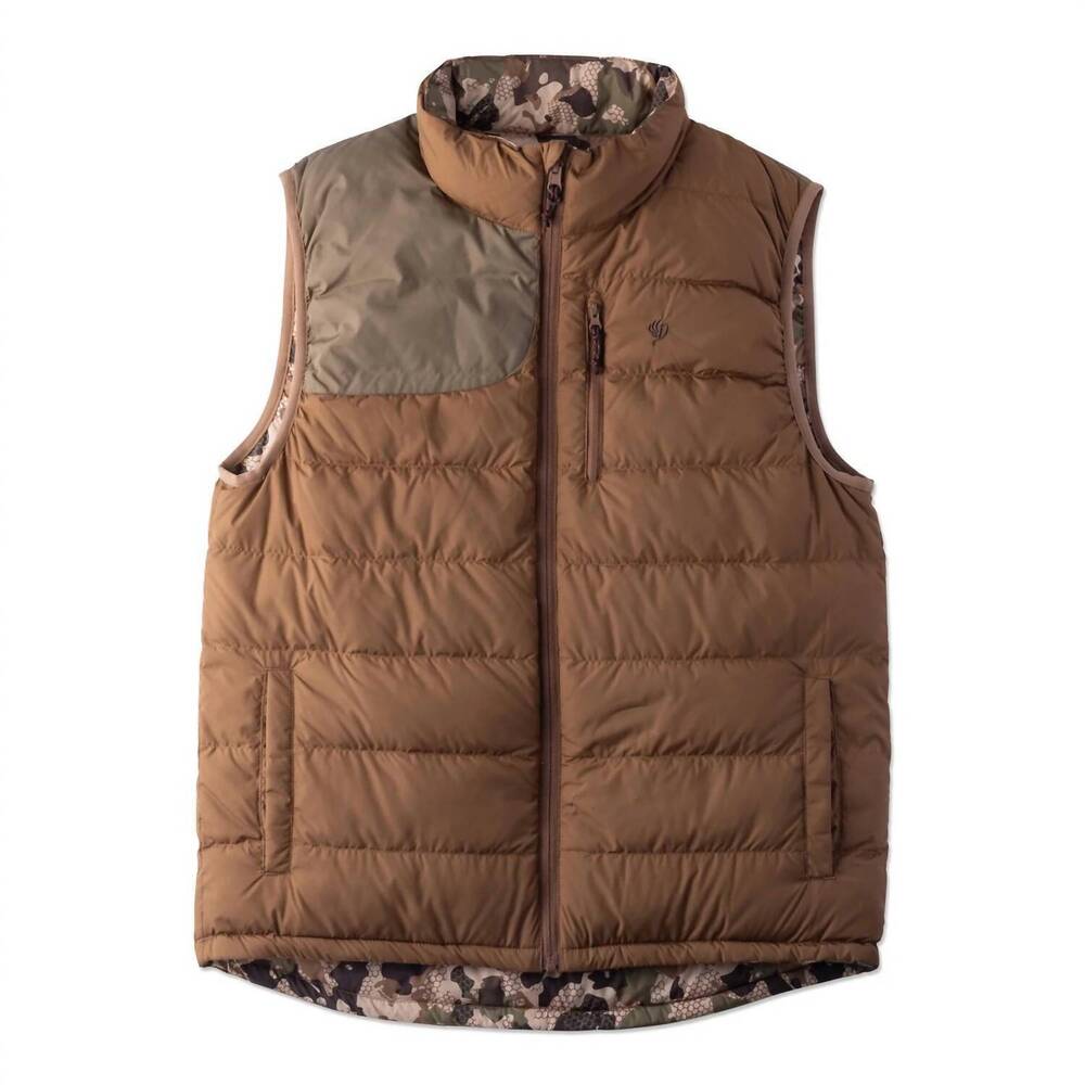 NEW DUCK CAMP men's dry down reversible vest in pintail / wetland